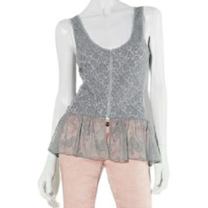 Princess Vera Wang lace Peplum Tank junior L grey